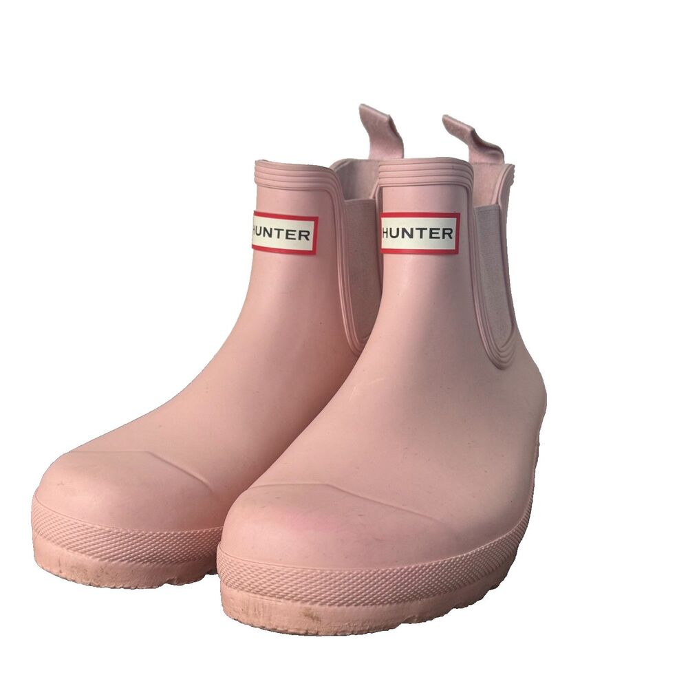 Hunter Original Chelsea Rain Boots Pink Waterproof Rubber Womens US 8
